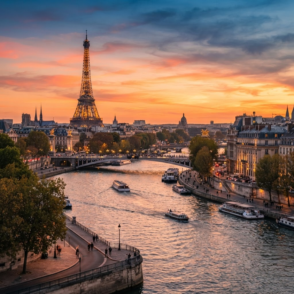 Beautiful Paris skyline with Eiffel Tower
